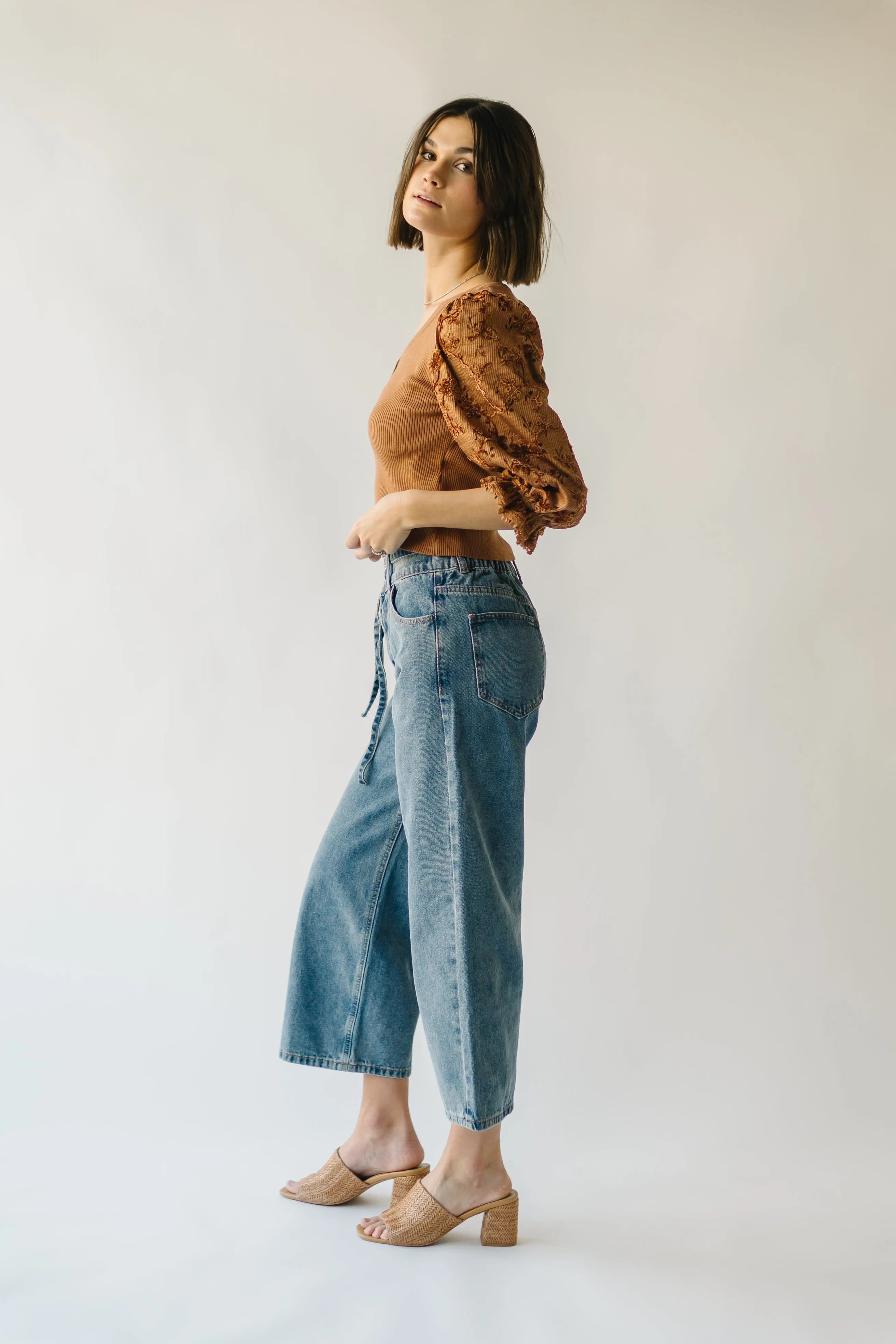 Denim Pants with Tie Detail