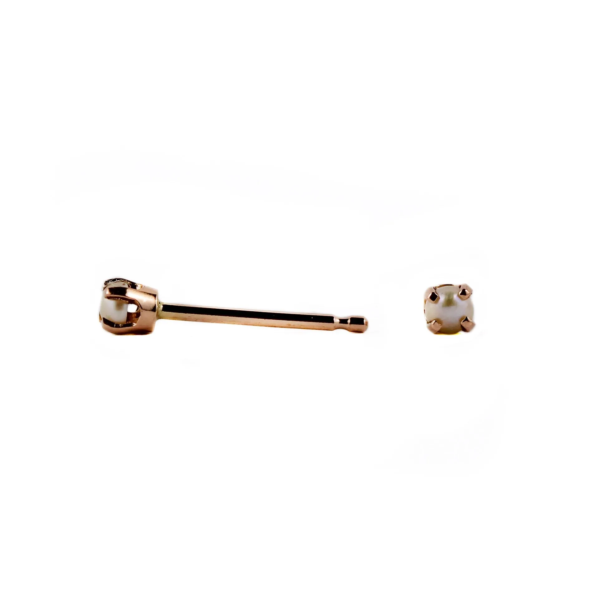 Delicate Pearl Rose Gold Stud Earring