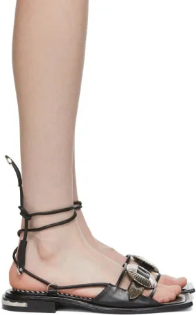 Trendy Toga Pulla Black Ankle Wrap Sandals