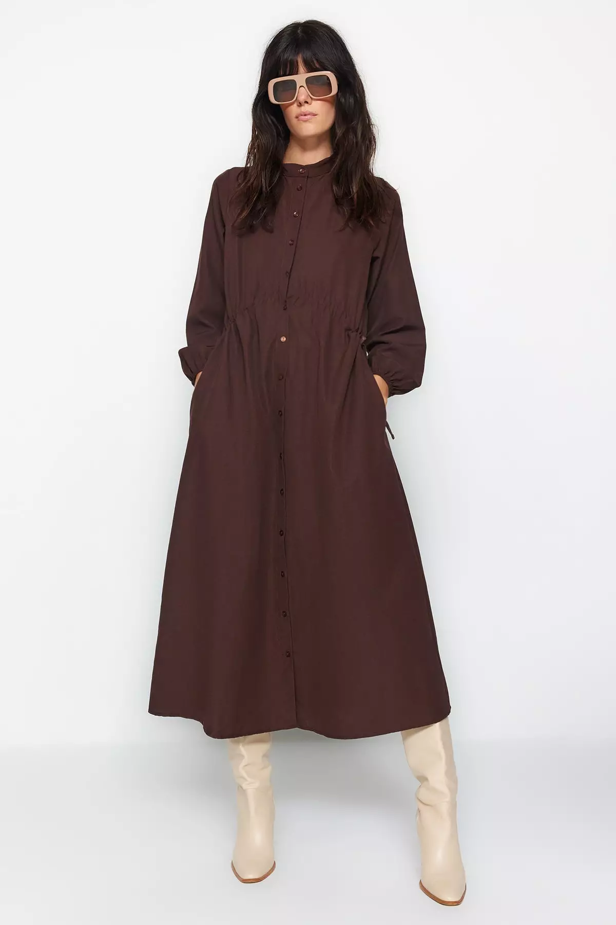 Trendyol Ruched Waist Midi Dress