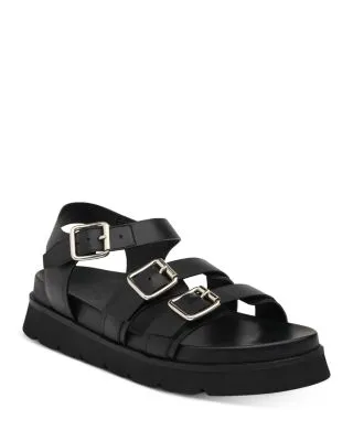 Triple Buckle Flatform Sandals for Women