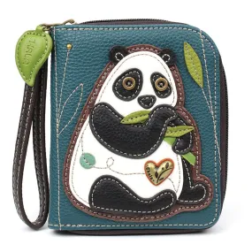 Turquoise Zip-Around Wallet with New Panda Design