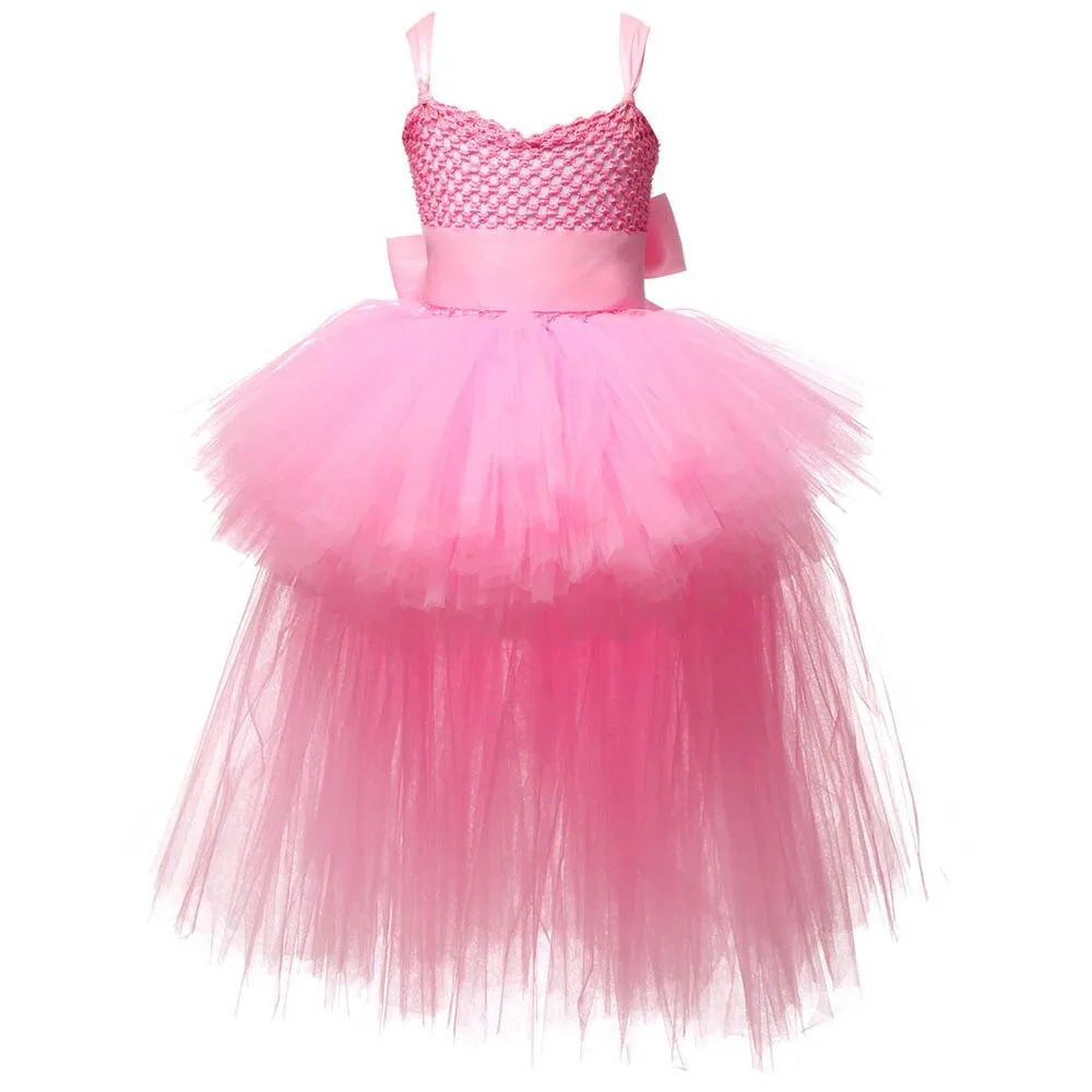 V-neck Fluffy Trailing Tulle Dress for Girls with Colorful Tail;