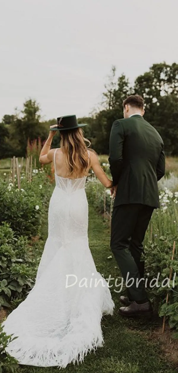 Mermaid V-Neck Lace Wedding Dress