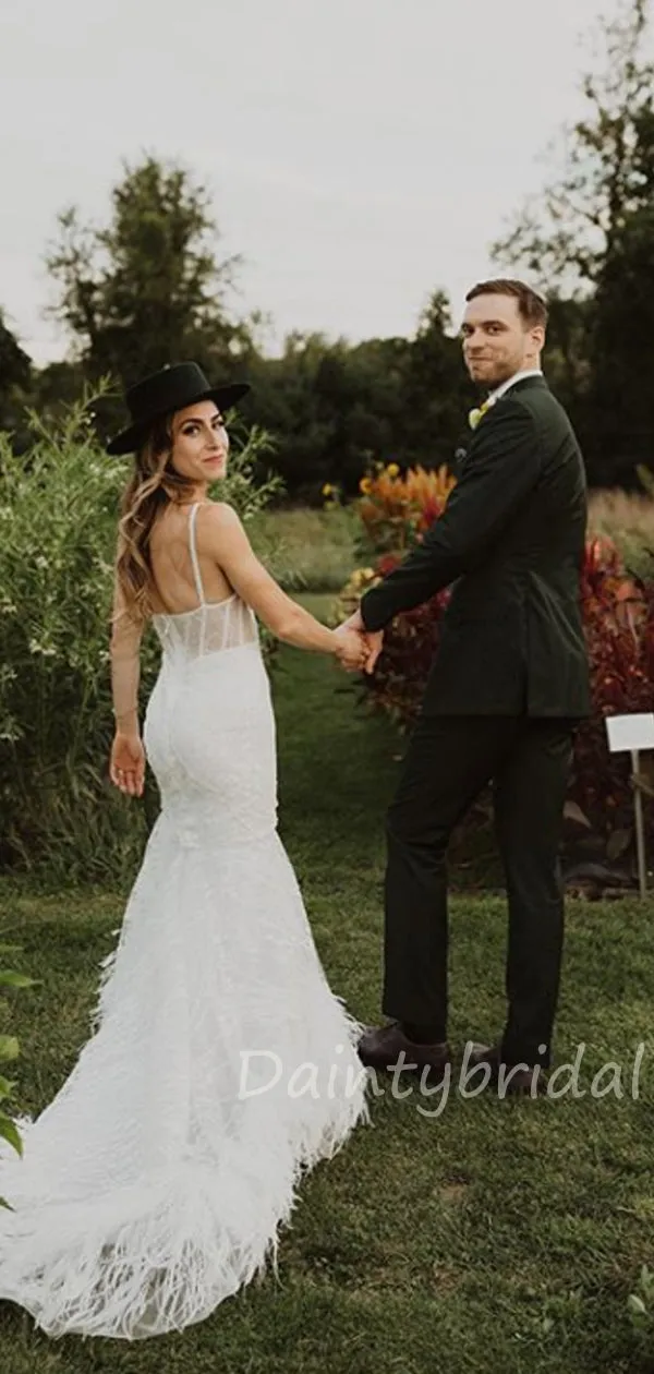 Mermaid V-Neck Lace Wedding Dress