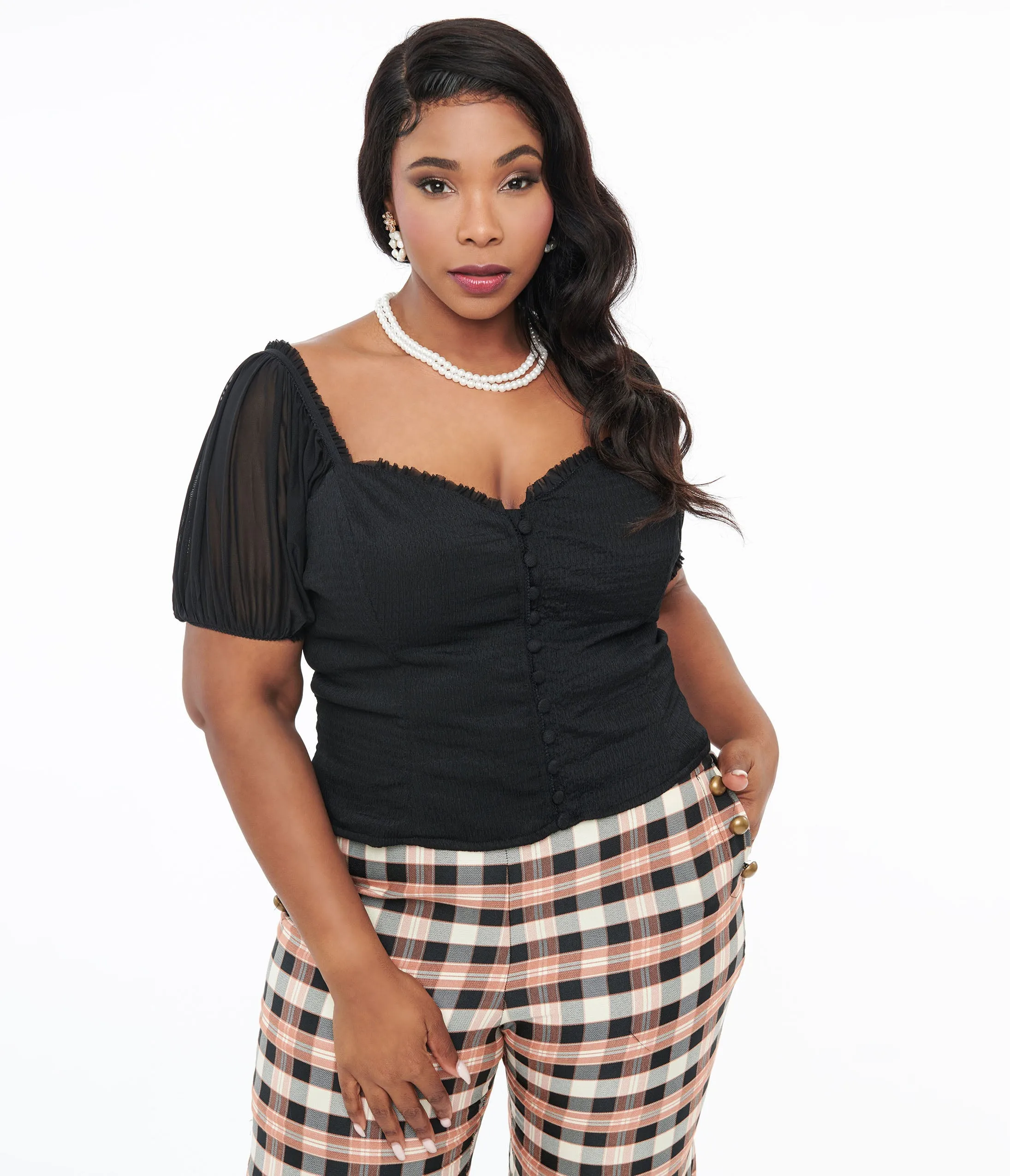 Plus Size Sweetheart Puff Sleeve Top