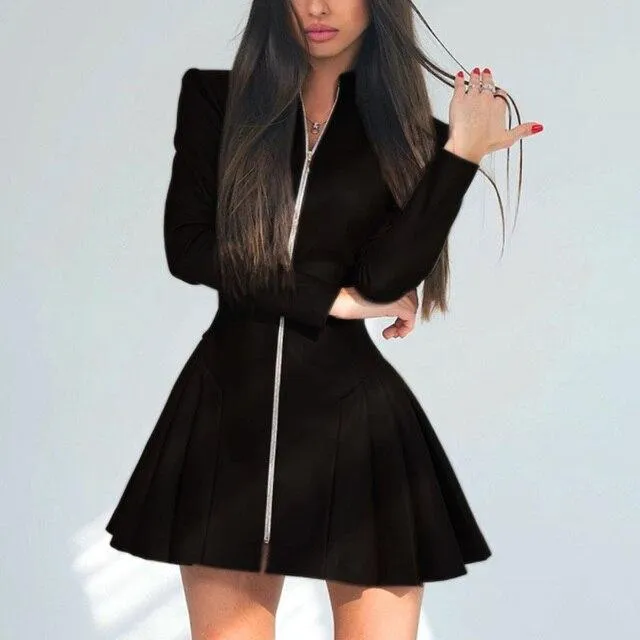 Faux Leather Pleated Mini Dress