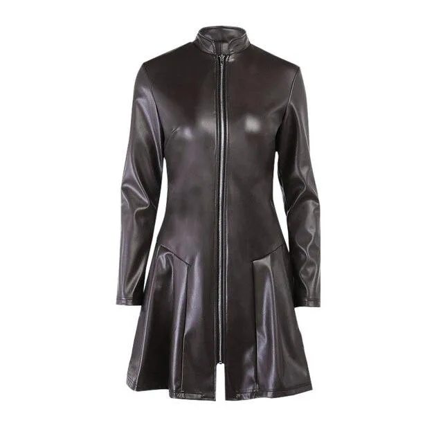 Faux Leather Pleated Mini Dress