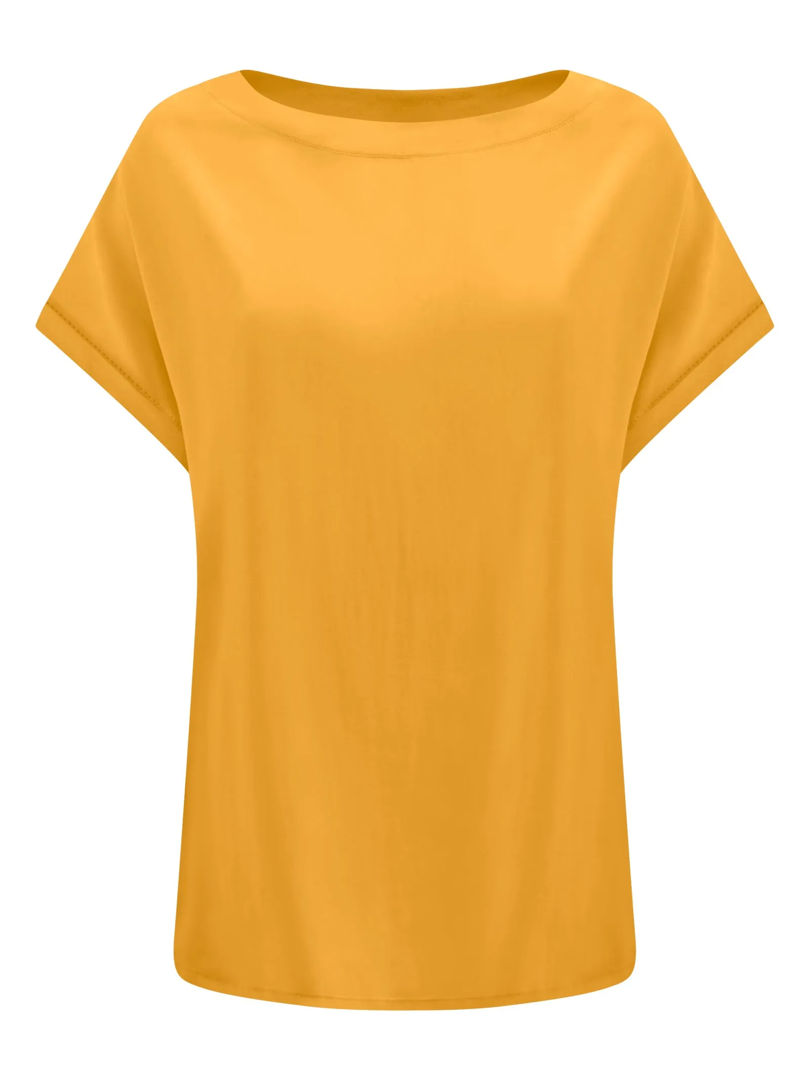 Round Neck Viscose Summer T-shirt - Golden Spice