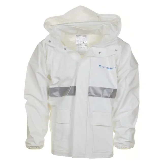 WashGuard Chemical Resistant Jacket with Pockets, Medium, White