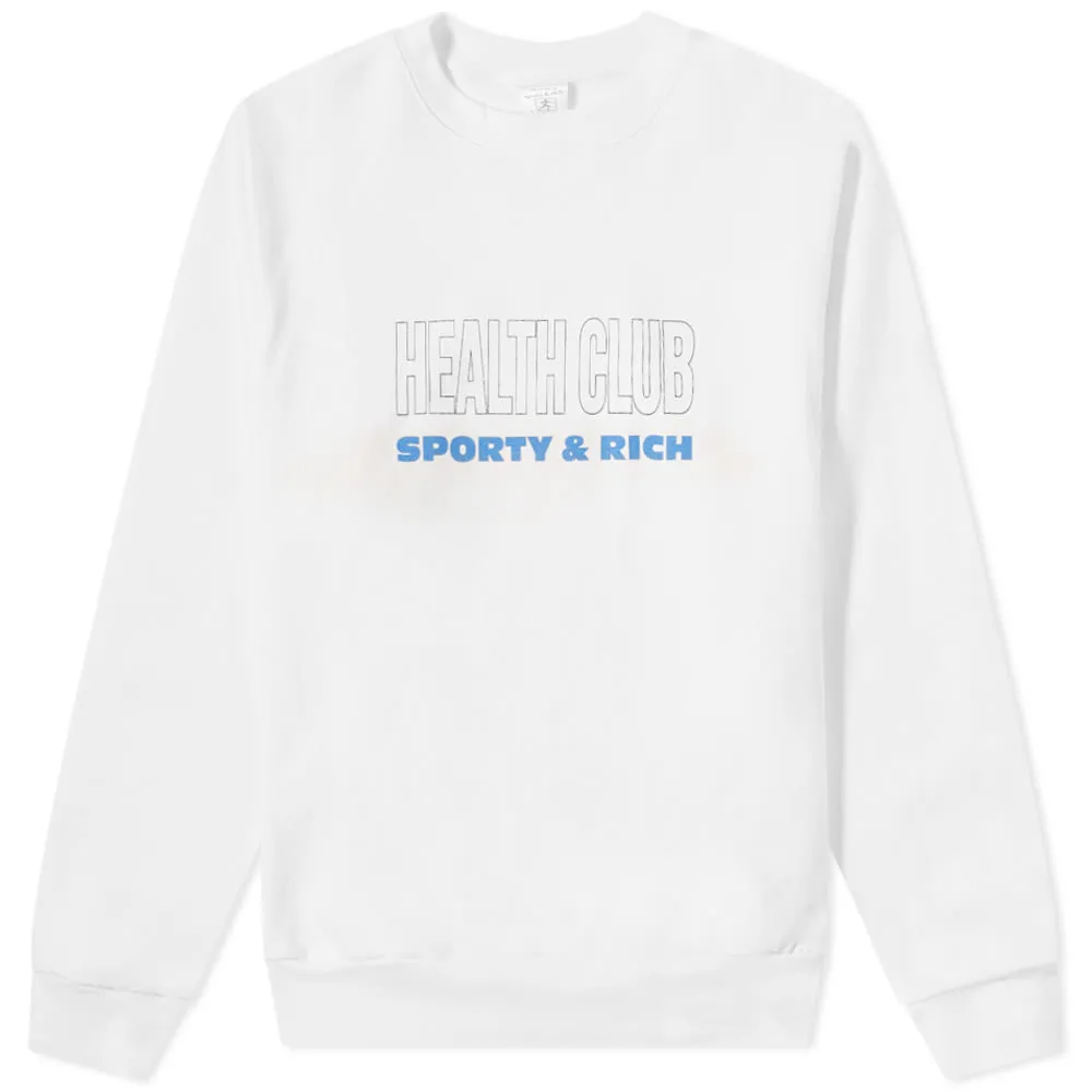 White, Black & Blue Sporty & Rich Health Club Crew Sweat