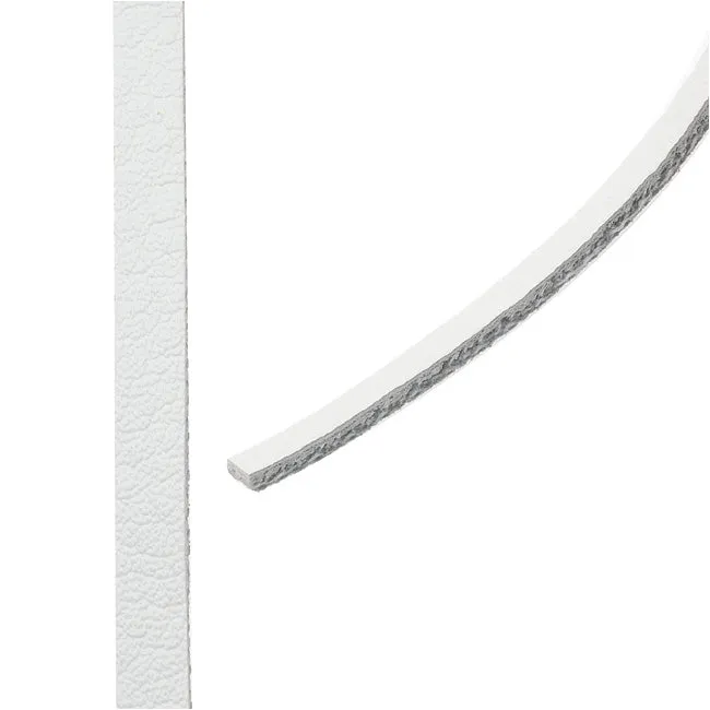 White Flat Faux Leather Cord, 5x1.5mm, 1 Meter