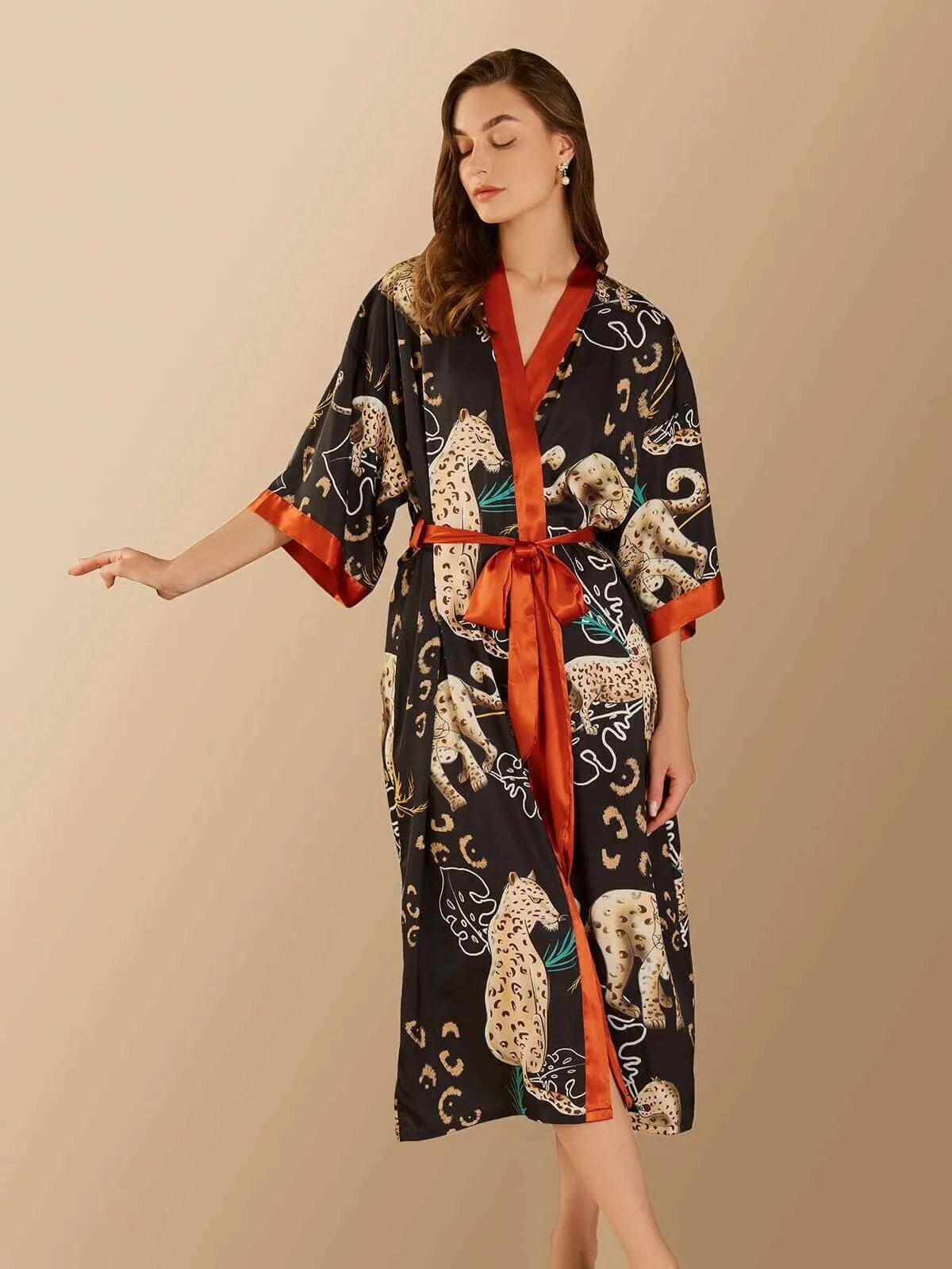 Animal Print Kimono Robe