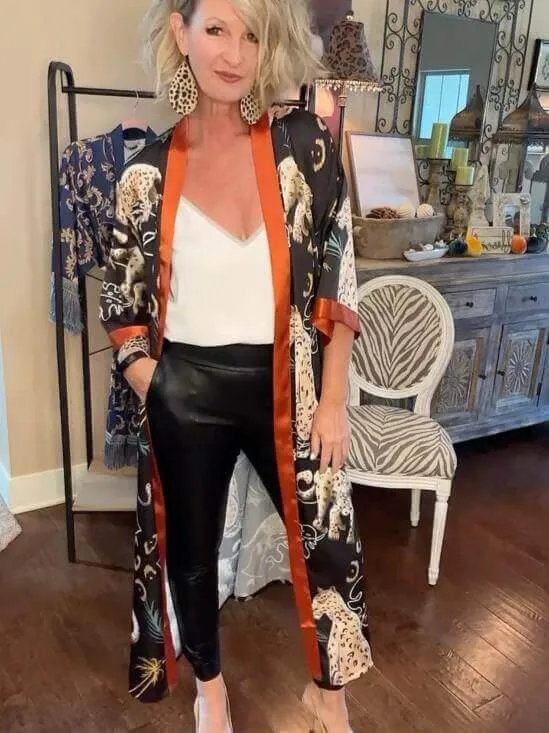 Animal Print Kimono Robe