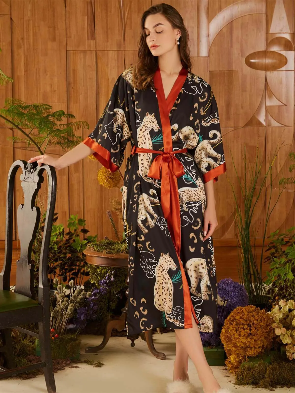 Animal Print Kimono Robe