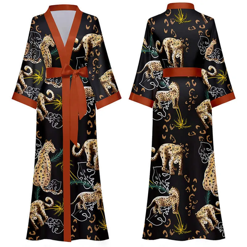 Animal Print Kimono Robe