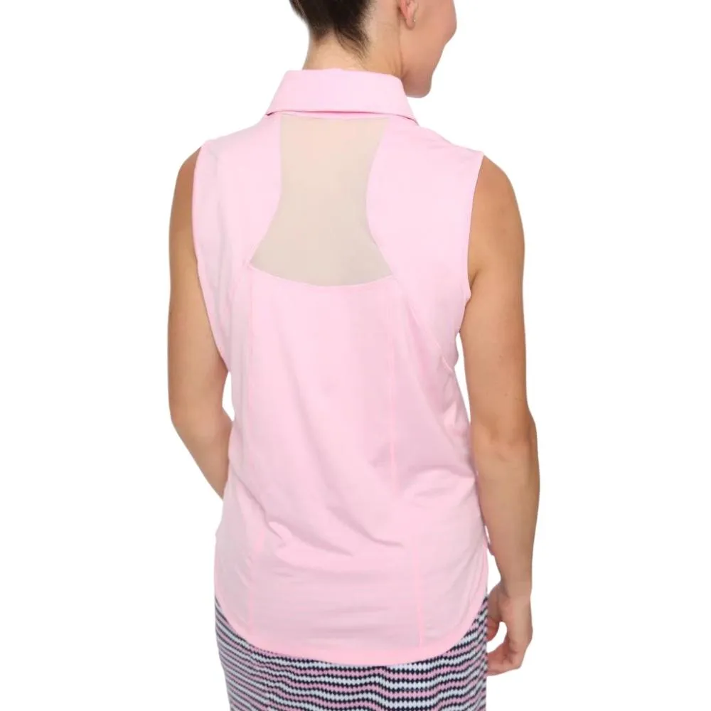 Womens Polo Sleeveless with Mesh Panels