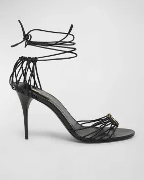 YSL Jota Ankle-Wrap Strappy Sandals