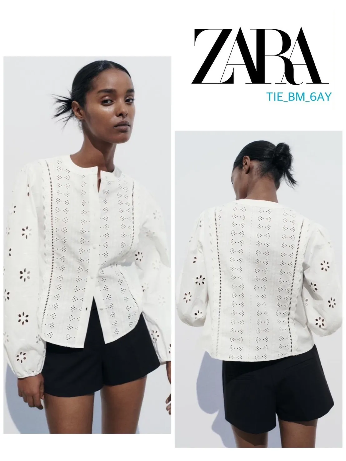 Cotton Long Sleeves with Flower Patterns for Casual Style by ZARA