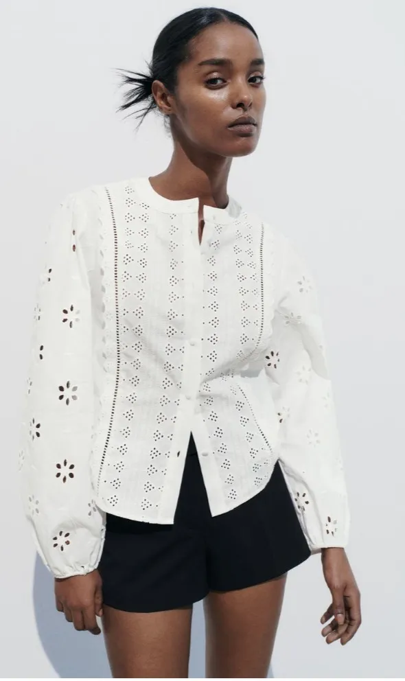 Cotton Long Sleeves with Flower Patterns for Casual Style by ZARA