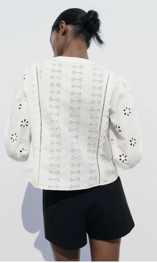 Cotton Long Sleeves with Flower Patterns for Casual Style by ZARA