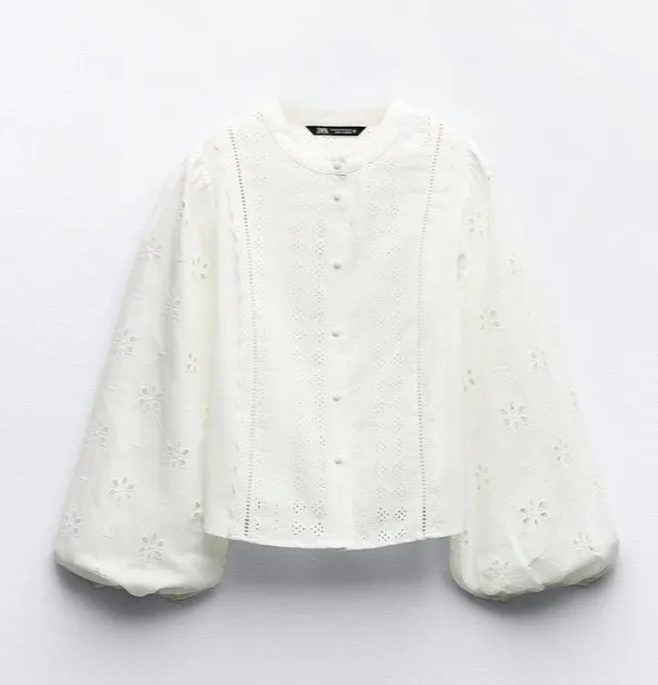 Cotton Long Sleeves with Flower Patterns for Casual Style by ZARA