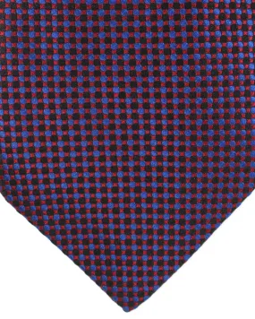 Zilli Extra Long Necktie Black Royal Blue Burgundy Geometric - Hand Made In Italy